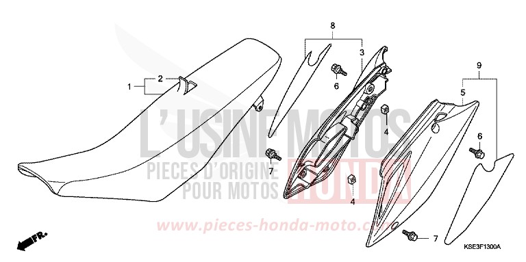 SEAT/SIDE COVER for CRF150R "Big wheels" EXTREME RED (R292) from 2012